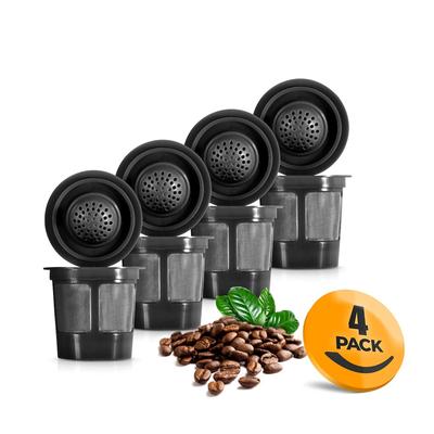 LMETJMA 4 pezzi K Cup riutilizzabili per macchine da caffè Keurig 1.0 Filtro per caffè in rete inossidabile ricaricabile universale KCups Strumenti per caffè JT215