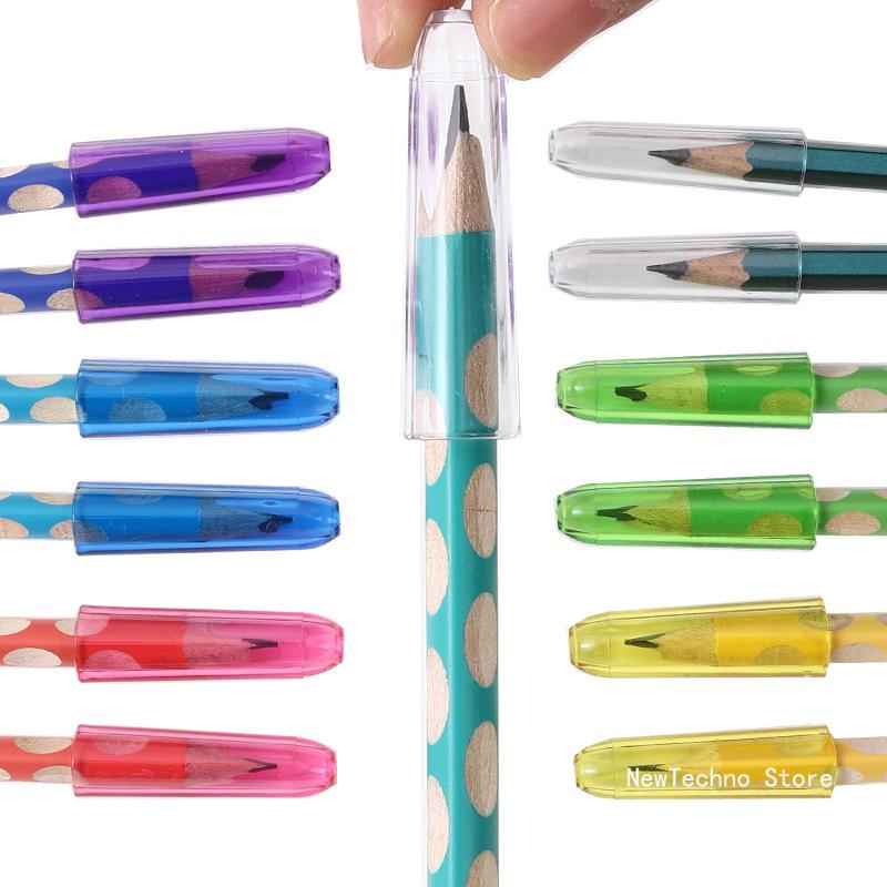 5PCS/set Pen Cover Clear Plastic Pencil Cap Transparent Pencil Top Pencil Protective Cap Extender