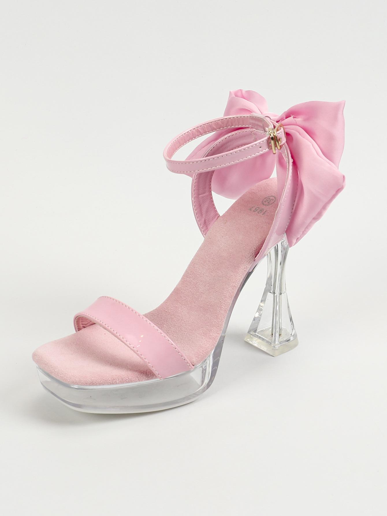 

Женские босоножки на платформе, модные, прозрачные, на толстом каблуке, с квадратной головкой, нескользящие, со стразами, 12 см, крутые, LFD-1987-46 40 розовый