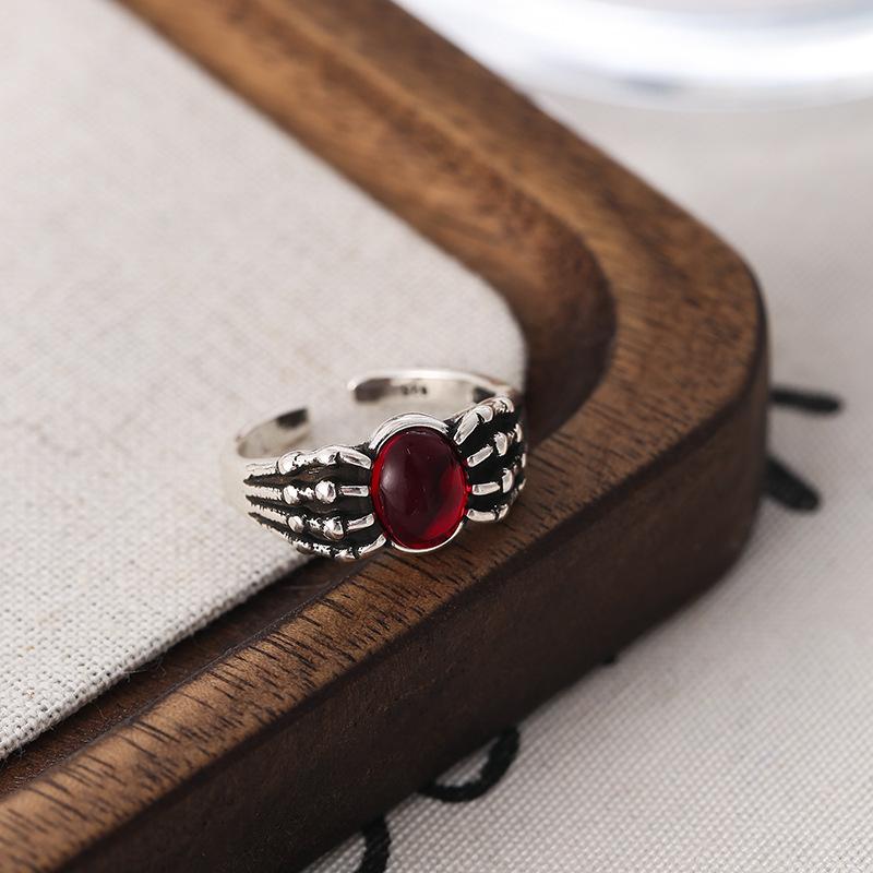 Punk Sophisticated Skull Ruby Ring For Women Unique Fashionable Adjustable Copper Design