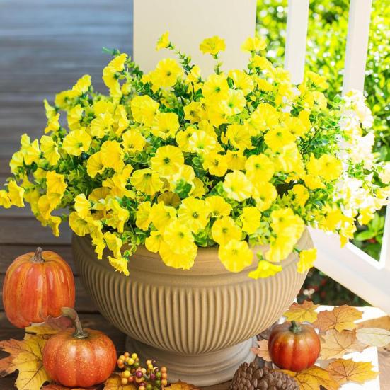 Artificial Morning Glory Flowers for Outdoor UV Resistant Faux Plastic Plants for Home Planter Porch Yard Window Decor