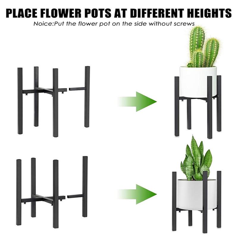 Nastavitelný železný stojan na rostliny Prodloužení Stojan na květináče Praktická vnitřní venkovní police Odolný Moderní Balkon Domácí Zahrada Dekor