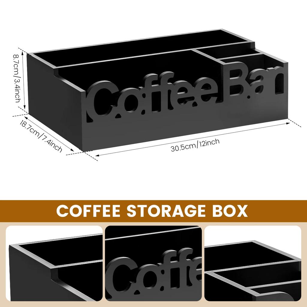 Wood Organizer boxes with 5 Compartments for Coffee bean Sealed jar Cups Condiment Sundries tableware Bar Home kitchen organizer