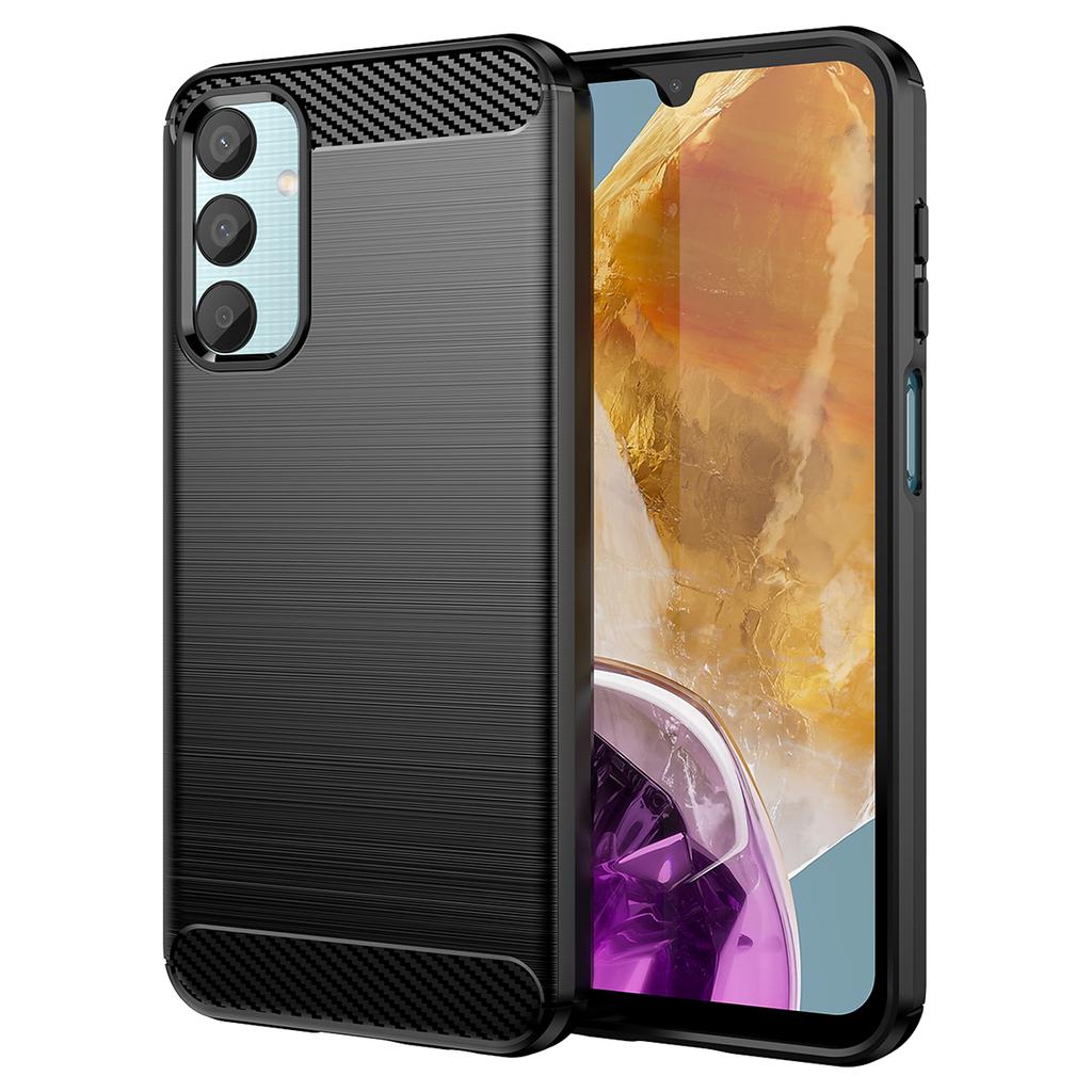 For Samsung Galaxy M15 5G/F15 5G Brushed Case Carbon Fiber Texture TPU Phone Cover