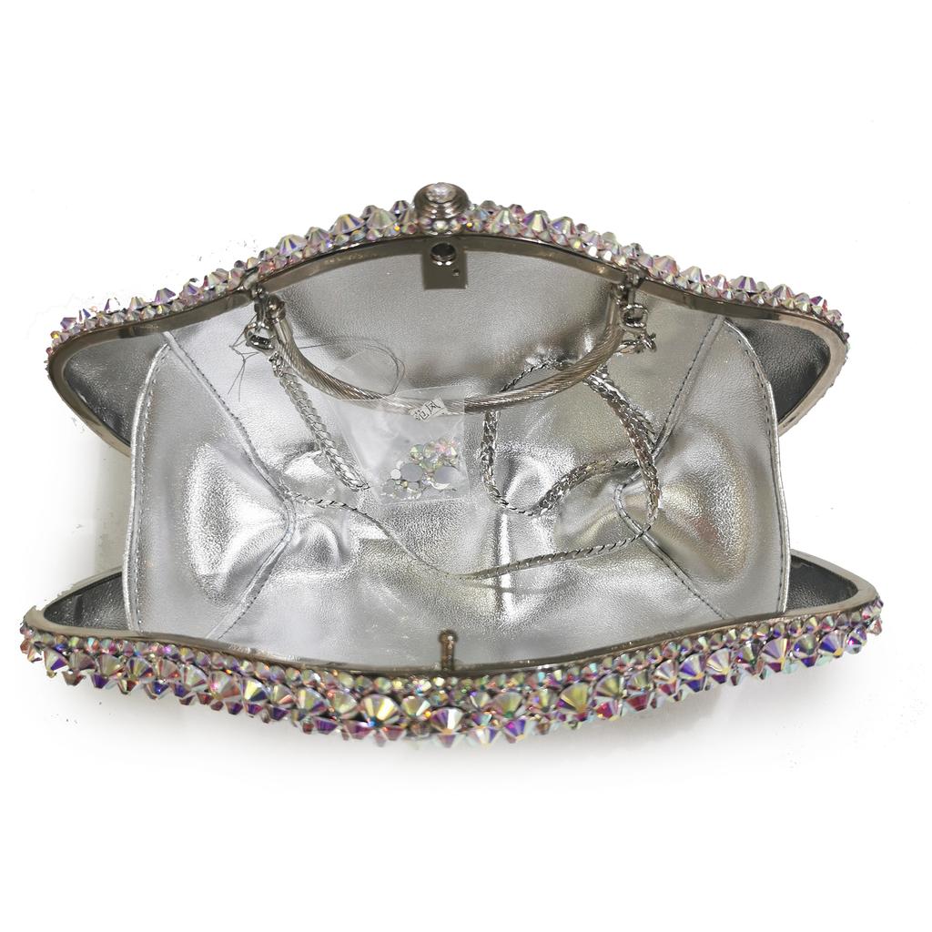 Dumpling Shape Evening Purses WHTUOHENG Bling Diamond Bridal Clutches Women Little Crystal Purse Sparkling Lady Party Handbang