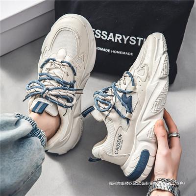 Men's Shoes 2 New Autumn Mesh Autumn Casual Versatile Height Increase Youth Sports Running Trend Dad Shoes