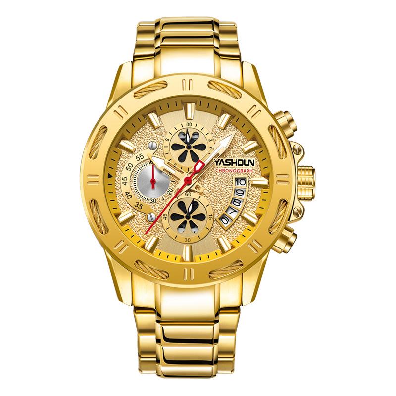 New Multi-functional Sports Men's Watch Calendar Large Dial Men's Watch Waterproof Steel Quartz Watch