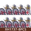 8 Pezzi Figure di Soldati di Castello Medievale Blocchi da Costruzione Militare Romano Teutonico Cavaliere Ospitaliere Templare Guerriero Fanteria Mattoncini Giocattolo Regalo