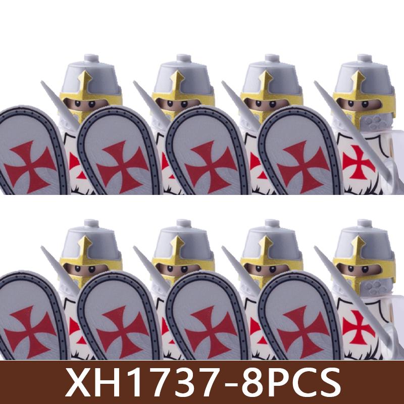 8 Pezzi Figure di Soldati di Castello Medievale Blocchi da Costruzione Militare Romano Teutonico Cavaliere Ospitaliere Templare Guerriero Fanteria Mattoncini Giocattolo Regalo