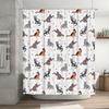Whimsical Cat Pattern Shower Curtain Multicolored Feline Print for Bathroom Decorations with Hooks Included In White