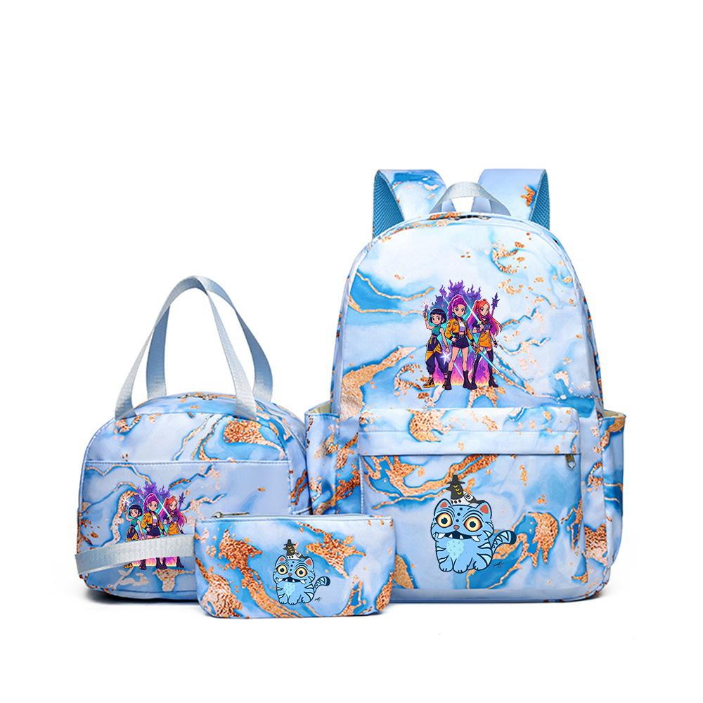 KPOP Oxford Cloth 3 Piece Set School Backpack with Lunch Bag and Pencil Case for Kids