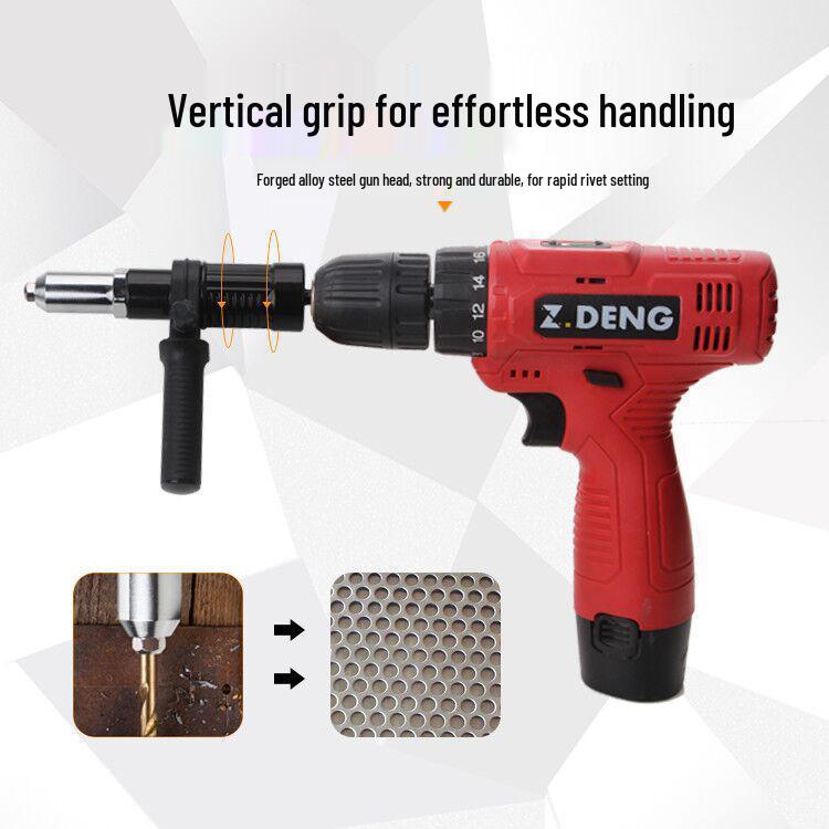 Cordless Electric Rivet Nut Gun & Drill Adapter Kit