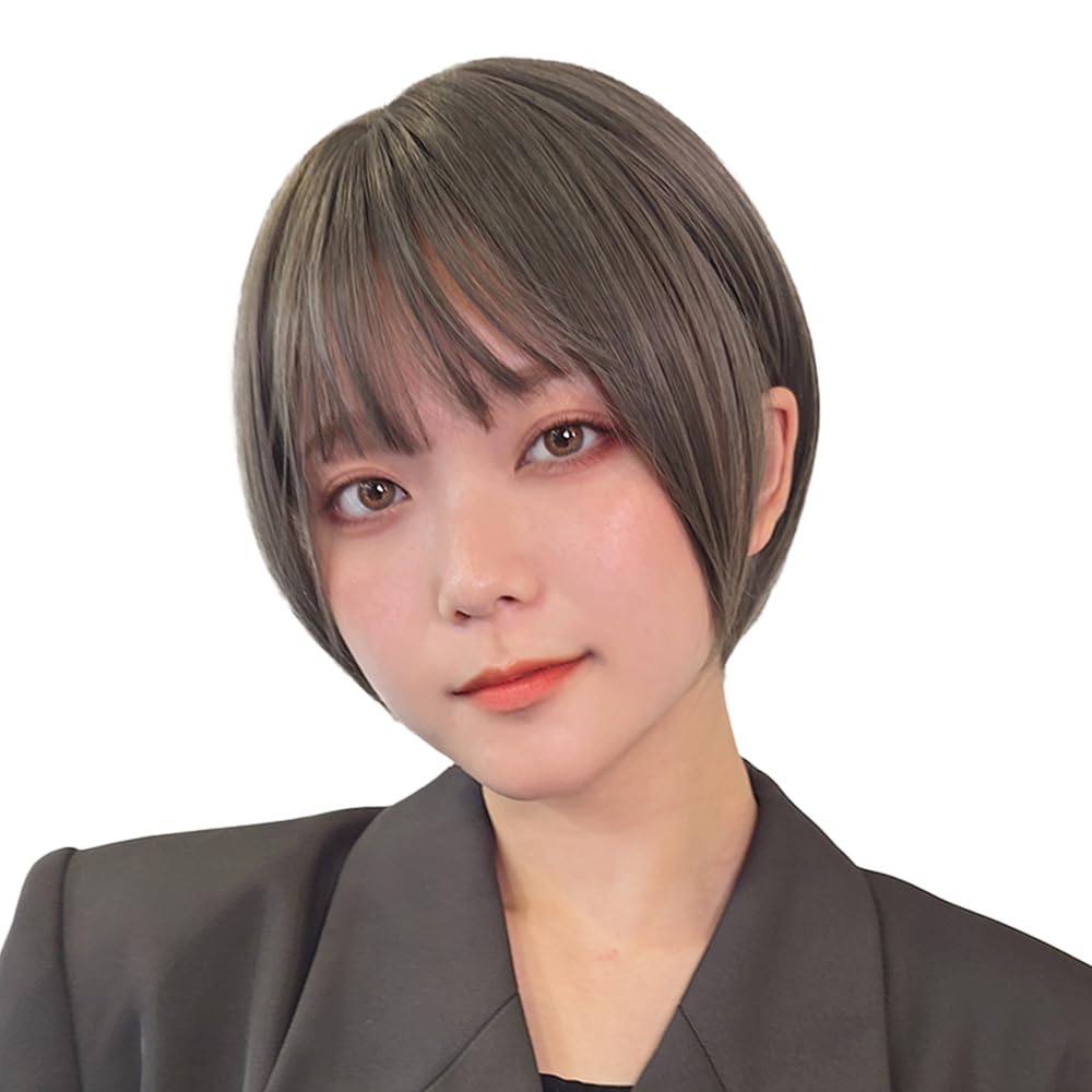 Парик AQUADOLL, Короткий боб, Плотный, Прямой, Внутренний цвет, Высокий тон, Полный парик, Один размер подходит всем, LM1 (Оливково-бежевый), wg357LM1