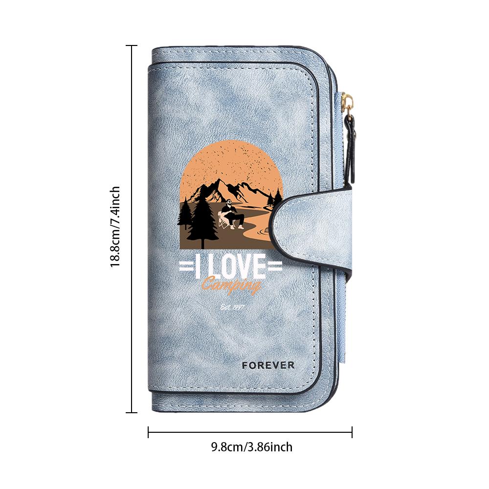 Fashion Camping Pattern Wallet Portable Durable Multi Card Slot Casual Purse