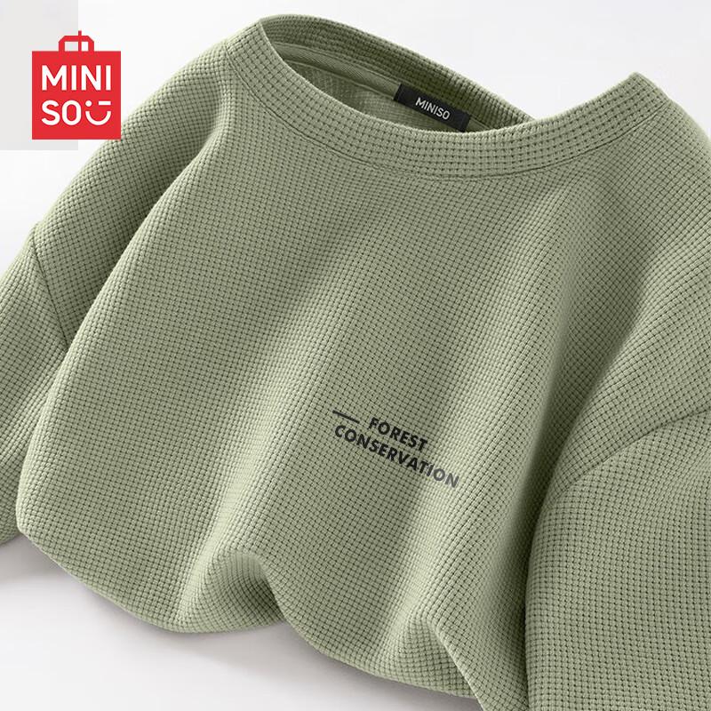 MINISO Men's Waffle Knit Heavyweight Casual T-Shirt