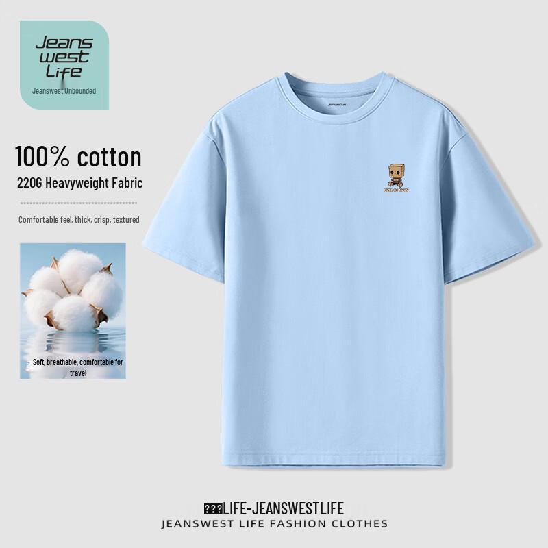 JEANSWEST LIFE Men s Pure Cotton Breathable Round Neck T-Shirt L