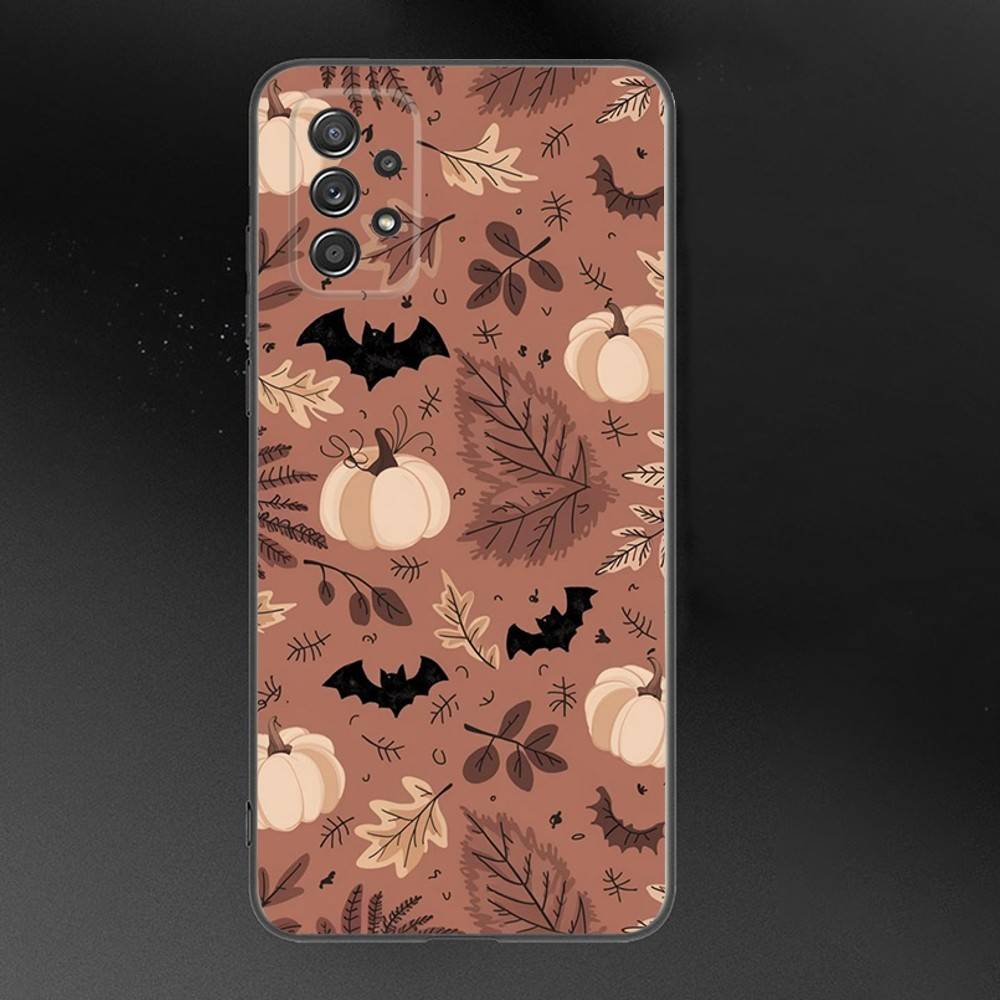 

Autumn leaves pumpkin Phone Case For Samsung Galaxy A 91,80,73,72,71,53,52,51,22,5G Shockproof Soft Black Cover Samsung a52 a52S