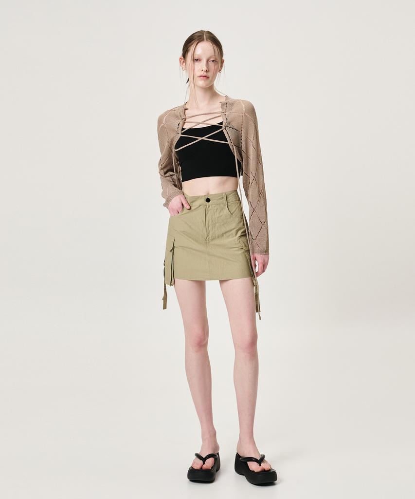 Etmont Strap Cargo Mini Skirt, Khaki