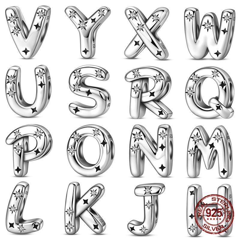 New Original 100% Copper Starlight 26 Letters A-Z Beads Fit Original Pand Bracelet Diy Jewelry Making Women'S Gift