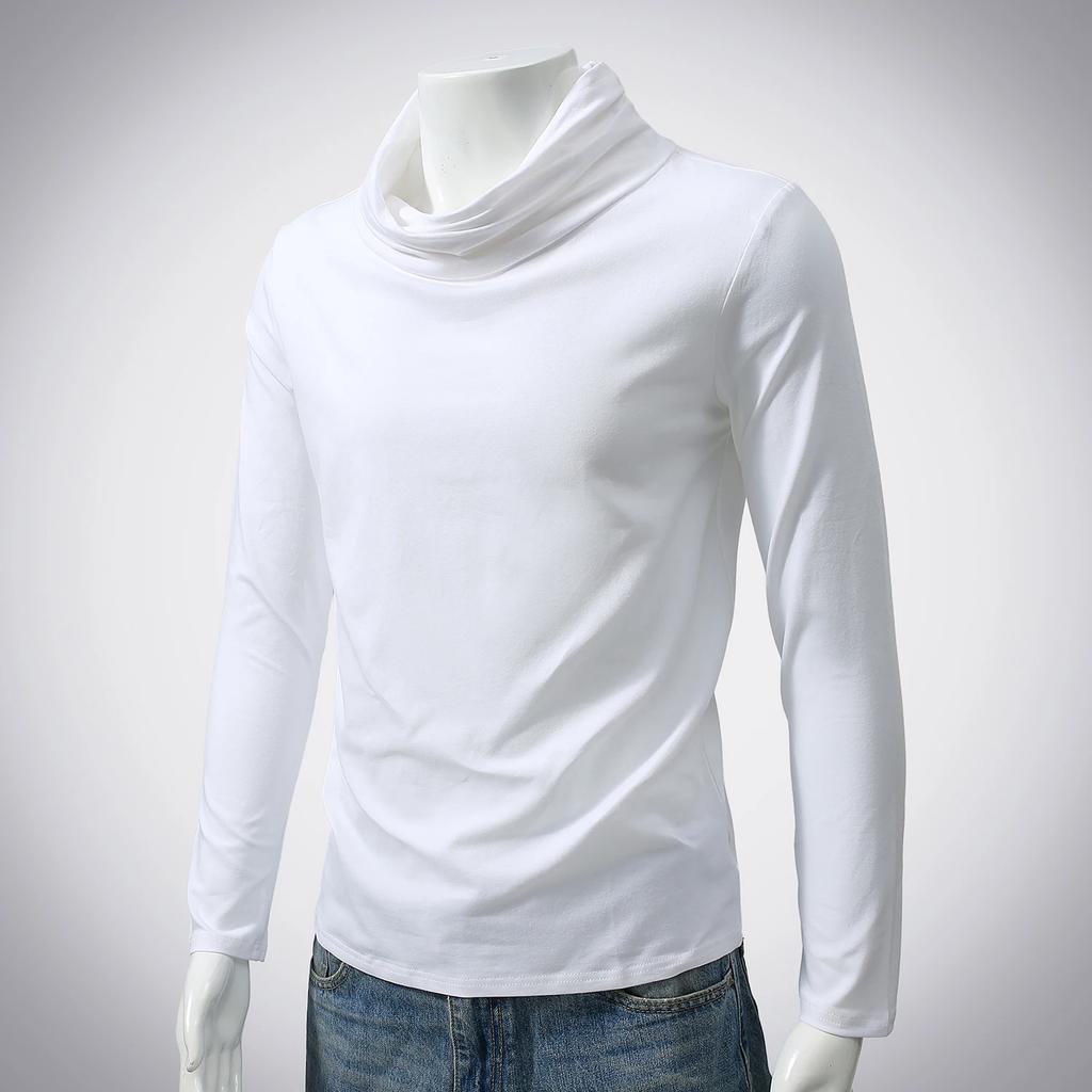 Men Long Sleeve T-Shirt Men Turtleneck Shirt Tees 2026 New Fashion High Collar T Shirt Tees Male Pullover Bottoming Tops