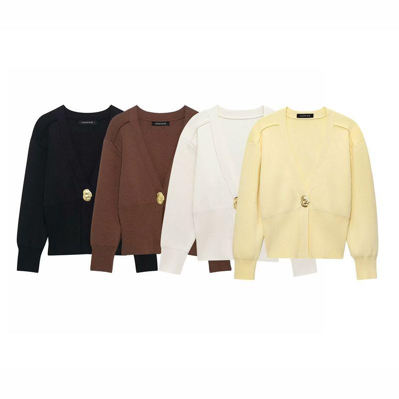 Kaslead New Women Clothes Western Style Fashion Simple and Versatile Knit Cardigan Outerwear 930073