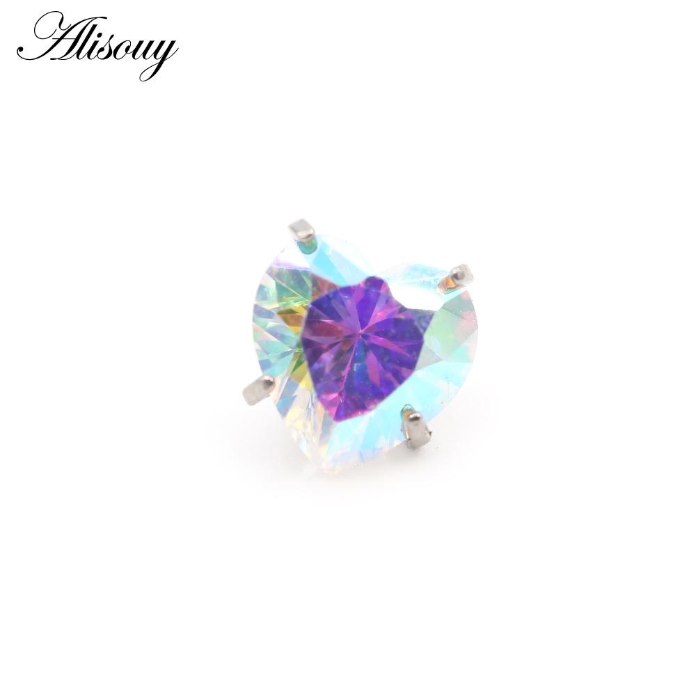 

Alisouy 1PC титановый внешний нить сердце циркон для губ лабрет кольца гвоздики серьги пирсинг DIY украшения для тела аксессуар M0.9-3MM