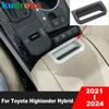 For Toyota Highlander XU70 Kluger Hybrid -2024 Carbon Fiber Car Center Armrest Box Handle Frame Trim Interior Accessories