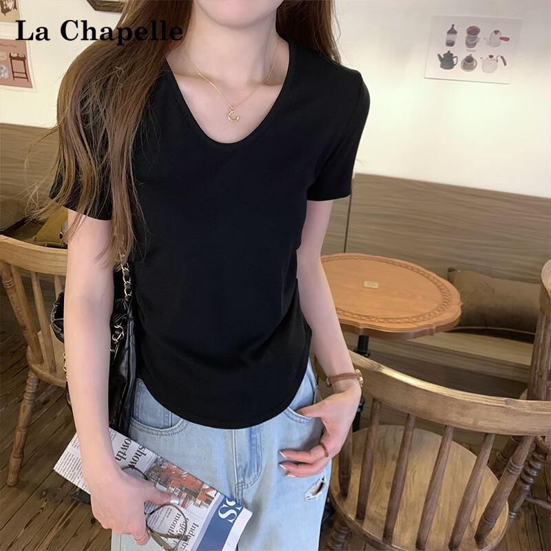 La Chapelle Women's Pleated V-Neck T-Shirt