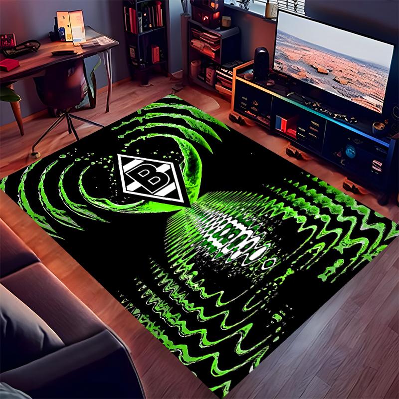 1pc Borussia Monchengladbach Logo Print Area Rug - Soft,Washable Non-Slip Indoor Mat for Office Chairs,Living Room,Home Office Decorative Rug