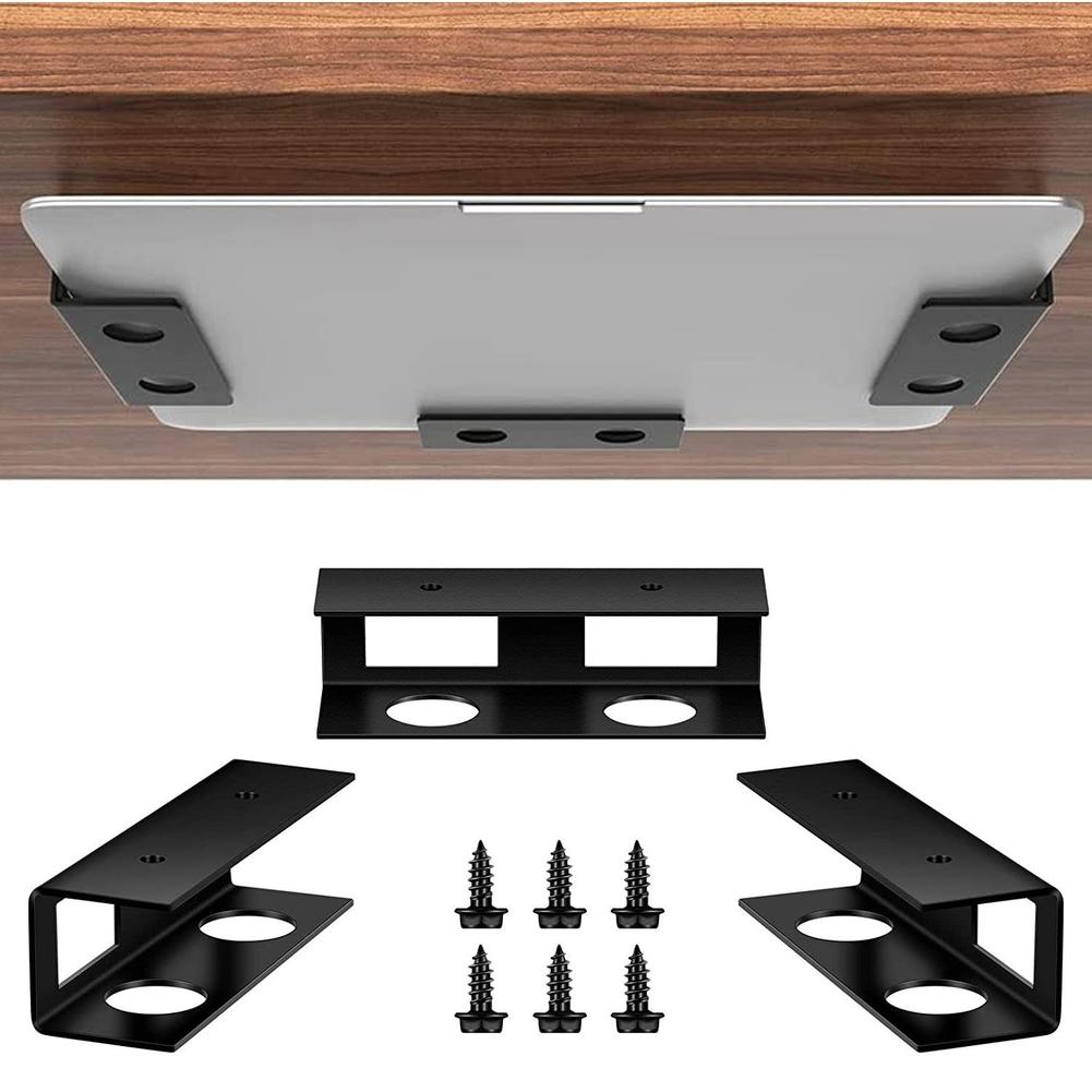 Under Desk Laptop Bracket with Wall Mount Option for Laptops Tablets Keyboards and Routers 10.3x3cm Sturdy Carbon Steel