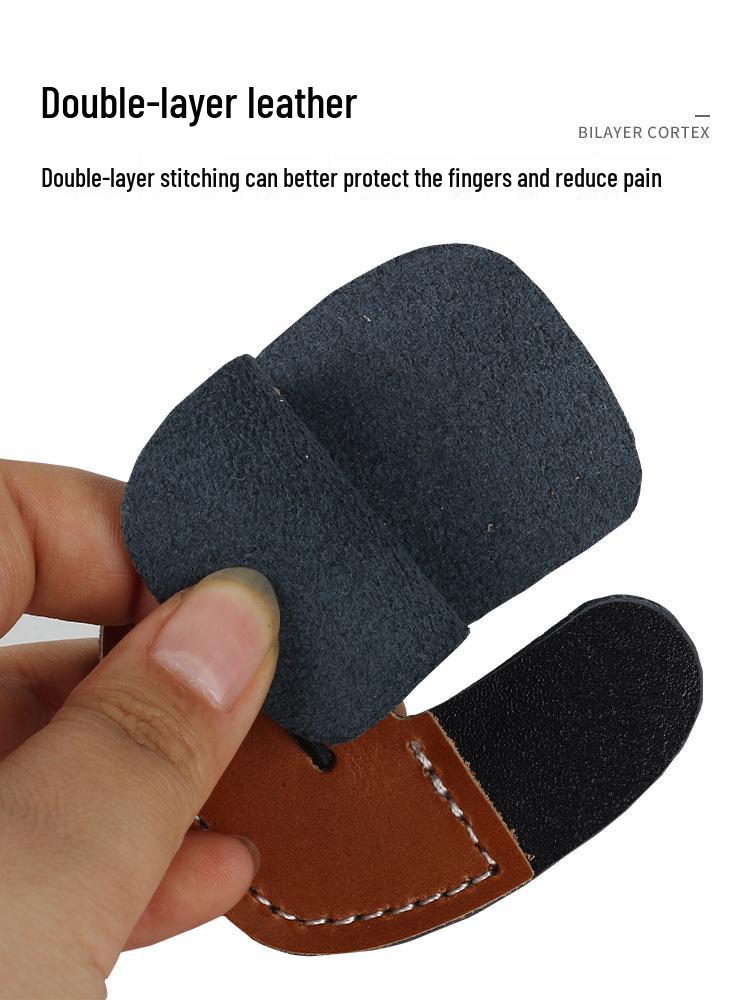 Adjustable Double Layer Leather Archery Finger Guard for Traditional Recurve Bows - Outdoor Hunting & Competitive Use