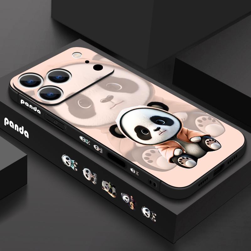 Für iPhone 17 Pro Max Hülle Orange Mantel Panda Muster Weiches Silikon Lanyard Hülle Für iPhone 16 Pro Max Hülle iPhone 15 14 13 12 11 16E Air