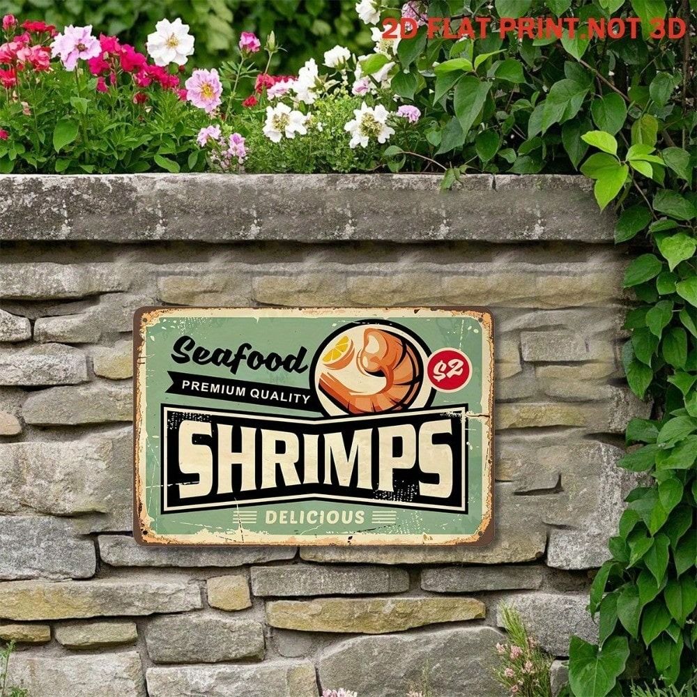 

Vintage Metal Poster Shrimp Sign for Kitchen Bar Wall Decor Home Gift