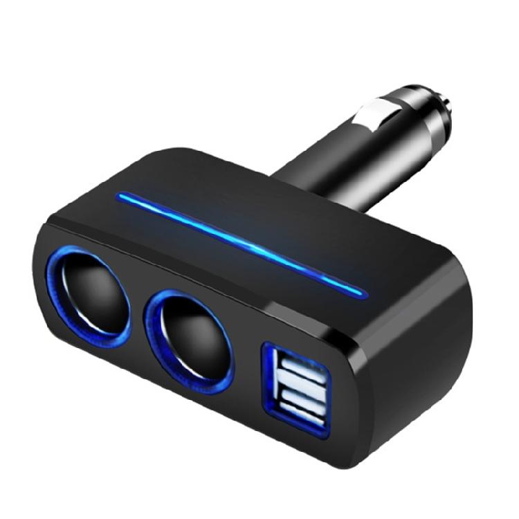 

Portable 2CH USB Car Charging Adapter 80W Car Charging Splitter Adapter with Blue LED 3.1A Output for Multiple Devices 1 чорний