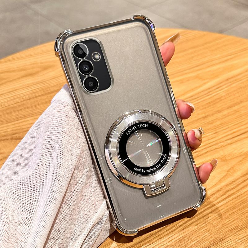 Clear Shockproof Transparent Plating Magsafe Magnetic Stand Holder Case For Samsung Galaxy A14 A34 A54 A15 A35 A55 5G Cover