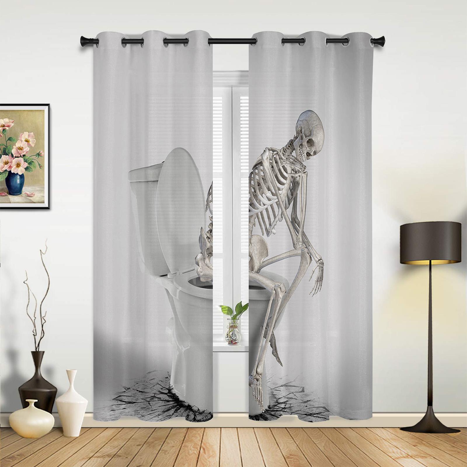 

Skull Wall Horror Curtains for Bedchamber Living Area Curtains Kitchen Area Childrens Room Window Curtain Modern Home Decoration 135W x 60H(cm) x1