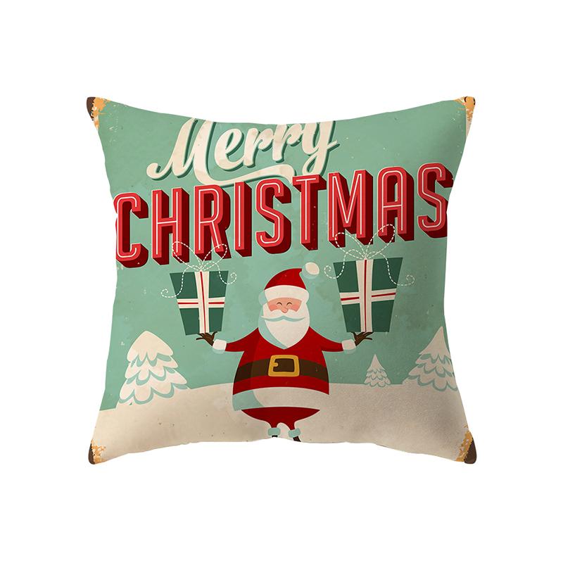 Merry Christmas Cute Santa Claus Print Pattern Cushion Cover Home Living Room Sofa Decoration Square Pillow Pillow Cover