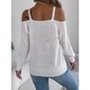 Women S Solid Off Shoulder Lantern Sleeve Pullover Sweater