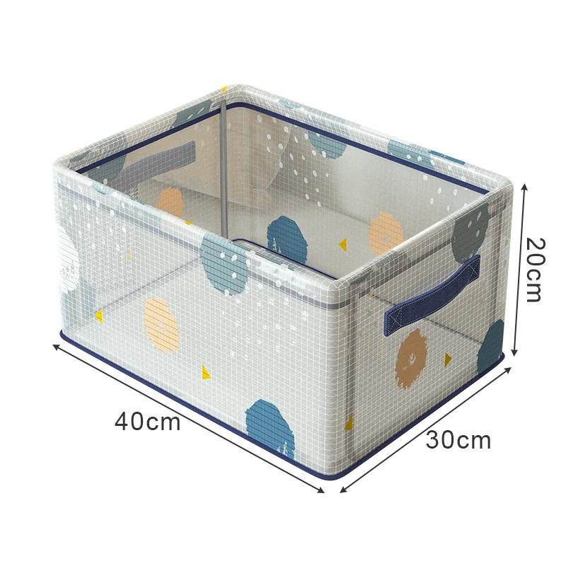 Waterproof PVC Clothes Storage Basket Clear Foldable Underwear Organizer Box with Metal Frame Save Space Sundries Storage Box
