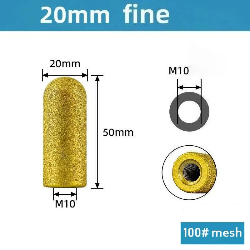 

M10 Алмазный паяный шлифовальный круг для обратной воды Пальчиковая фреза Фреза Обрезной абразив Круглая головка для обработки кварцевого камня