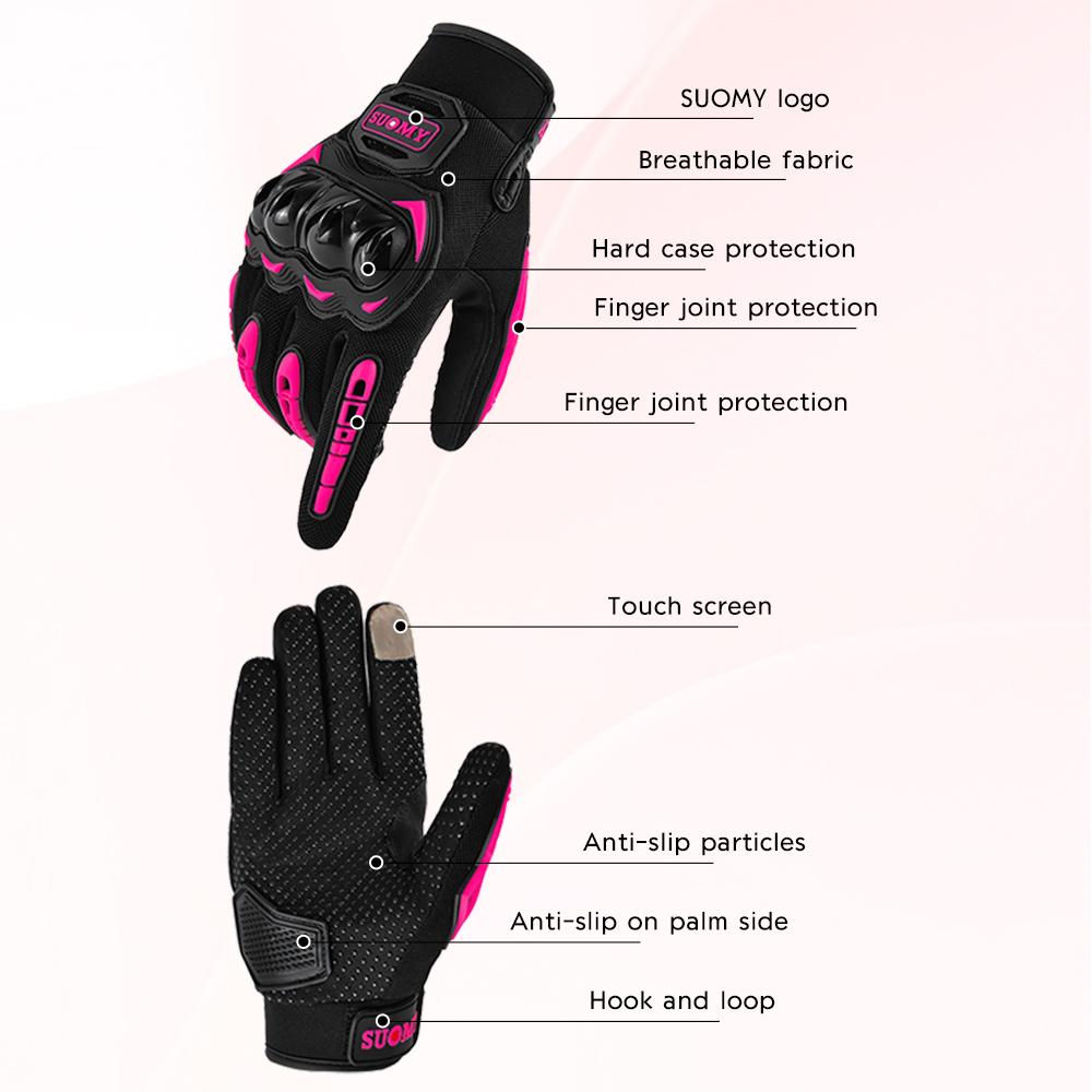 Suomy Women Pink Motorcycle Gloves Summer Lady Motocross Breathable Racing Gloves Motorbike Bicycle Cycling Riding Glove for Men