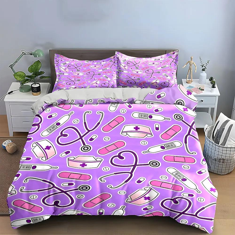 Set medical cu trei piese Multiple mărimi Dormitor pentru copii și adulți Set de așternuturi rafinat cu 3 bucăți cadou 220*240cm/87x94in Queen/King 3pcs