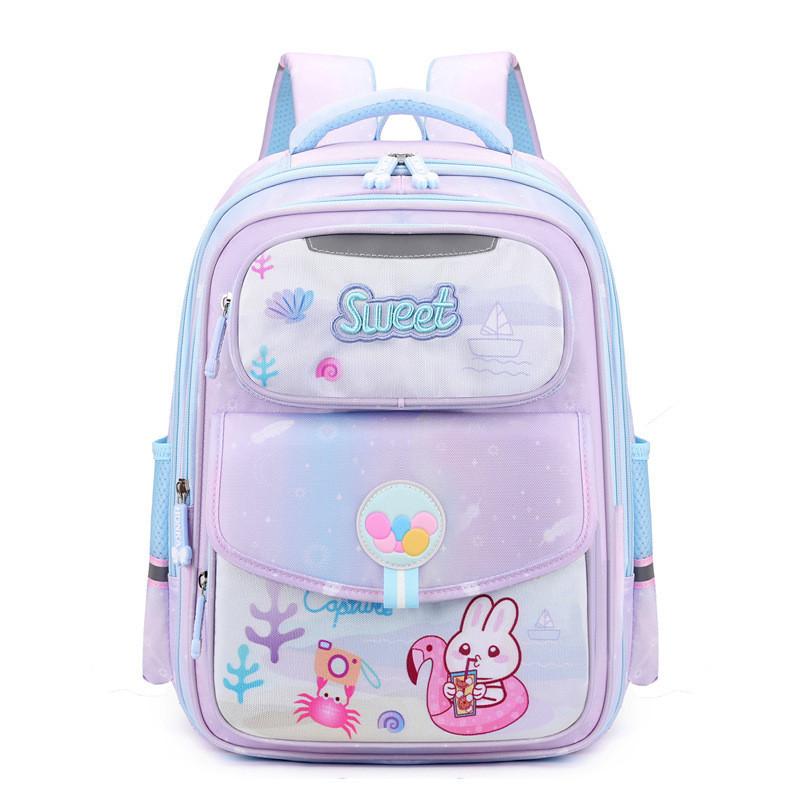 Adorable Girls Oxford Cloth School Backpack Lightweight With Cute Cartoon Design