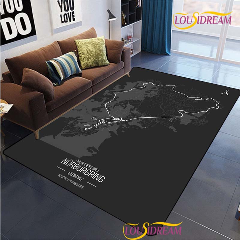 Nurburgring F1 mezinárodní Koberec do obývacího pokoje Ložnice Koberec Dětský Kuchyně Protiskluzová podložka Dárek k narozeninám Fotografické rekvizity Koberec