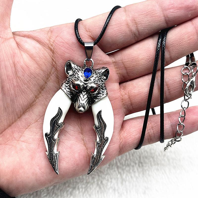 Fashion Brave Men's Pendant Necklace Vintage Bronze Wolf Tooth Alloy Pendant Necklace Fashion Choker Jewelry