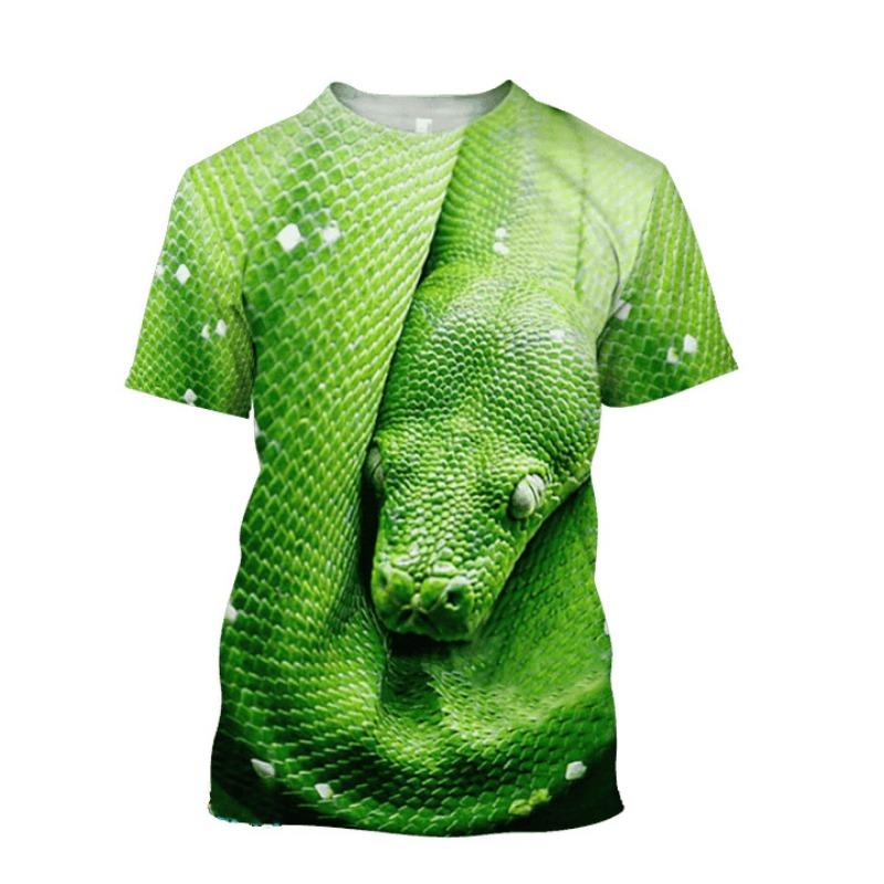 

Летняя женская футболка с принтом змеи 3D, женская повседневная футболка с круглым вырезом и коротким рукавом, одежда больших размеров XL