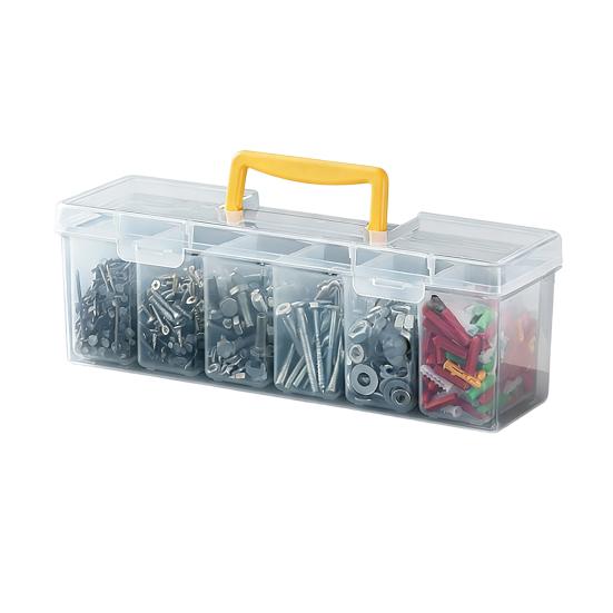 Ящик для инструментов Мелкие детали Отвертки Гаечные ключи Прозрачный контейнер для хранения с регулируемыми отделениями Ударопрочный органайзер B