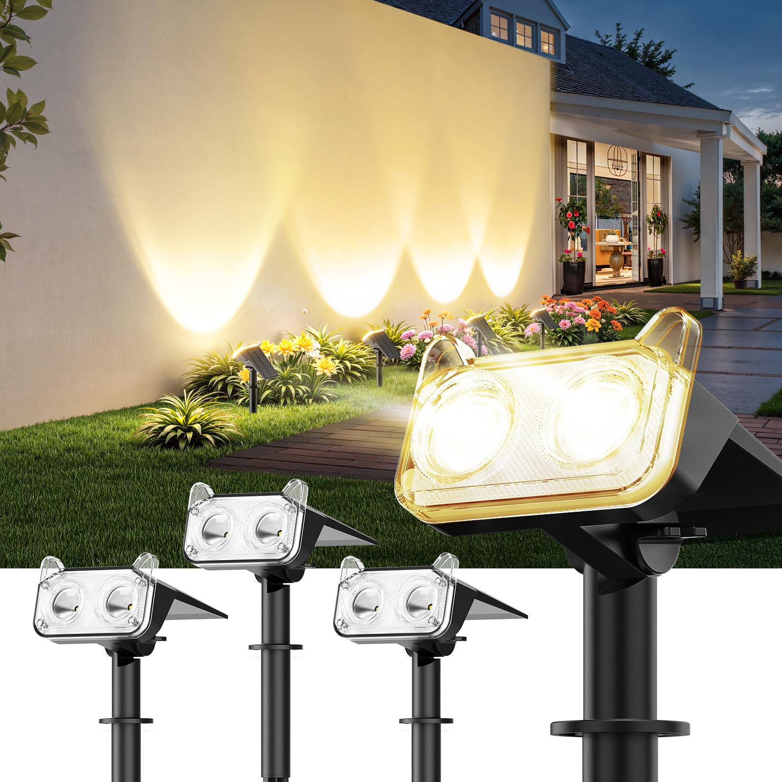 

LETMY Garden Spotlight, Solar-Powered Outdoor Waterproof Light [Owl Design, Dual Optical Convex Lenses, 20 Hours of Continuous Lighting, Two Mounting