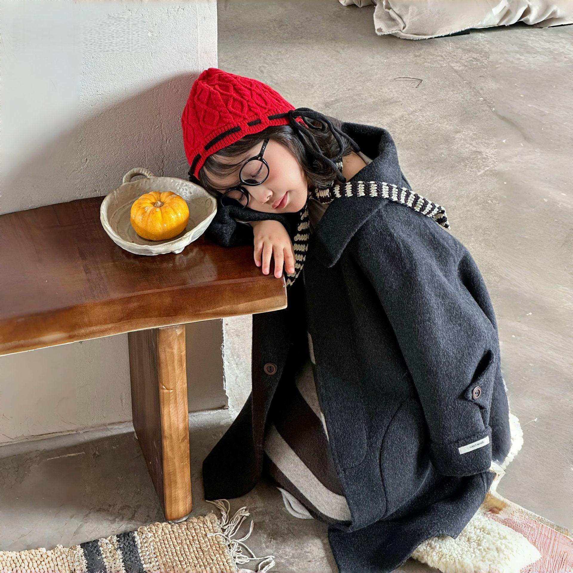 

Детское кашемировое двустороннее шерстяное пальто средней длины в корейском стиле для осени и зимы 130cm (fits 123cm-133cm)