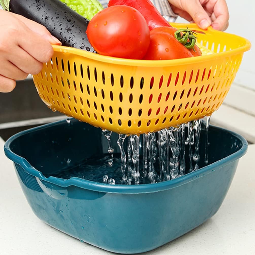 LIFKOME 6 Pieces Drain Colander Set Detachable Multi-layer Plastic Kitchen Food Strainer Fruits Vegetable Washing Baskets Drain Bowls for Cleaning